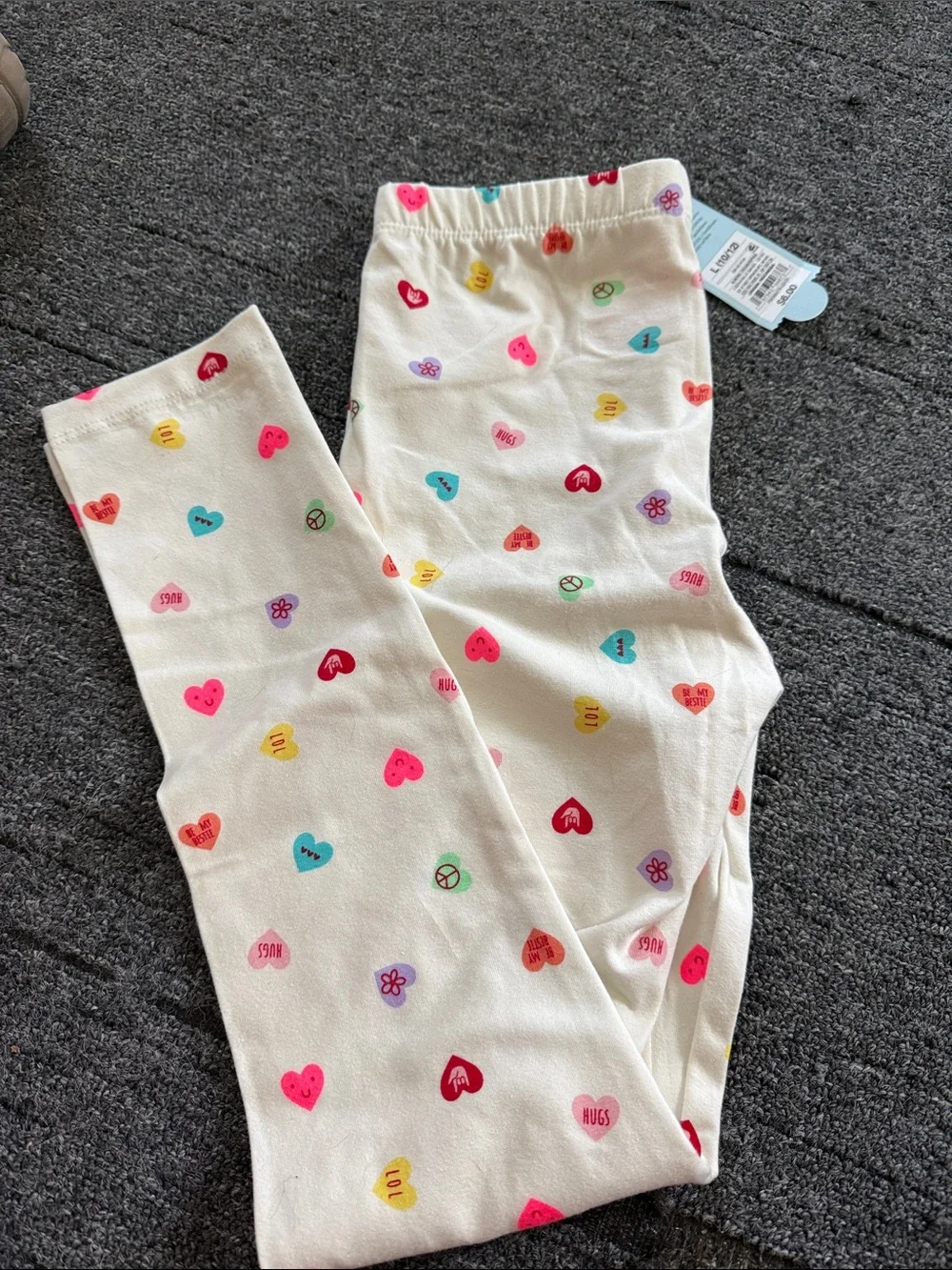Cat & Jack Cream Pajama Bottoms with Multicolor Heart & Icon Print